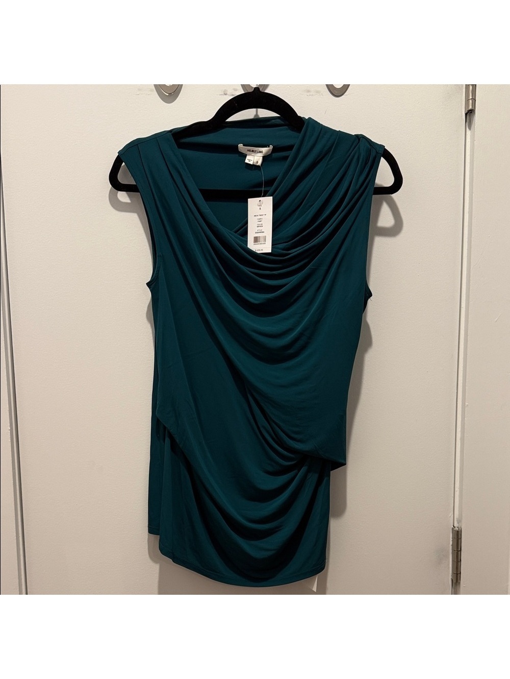 Helmut Lang Teal Draped Tank Top